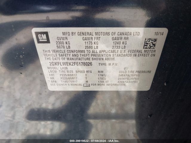 2GKFLWEK2F6178026 GMC Terrain Sle-2