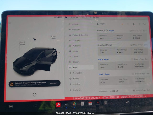 7SAYGAEE2PF707267 Tesla Model Y Awd/long Range Dual Motor All-wheel Drive