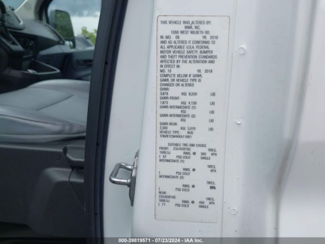 1FMZK1CM4KKA11981 Ford Transit-150 Xl
