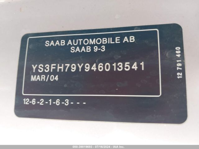 2004 SAAB 9-3 YS3FH79Y946013541 Photo 8