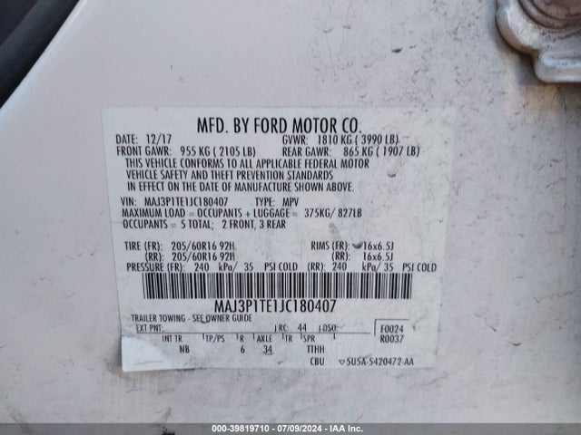 Ford Ecosport Se 2018 MAJ3P1TE1JC180407 Image 9