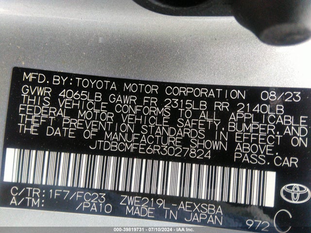 Toyota Corolla Hybrid Se 2024 JTDBCMFE6R3027824 Image 9