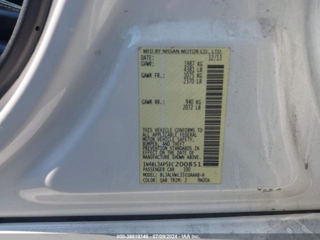 1N4BL3AP5EC200851 Nissan Altima 3.5 Sl