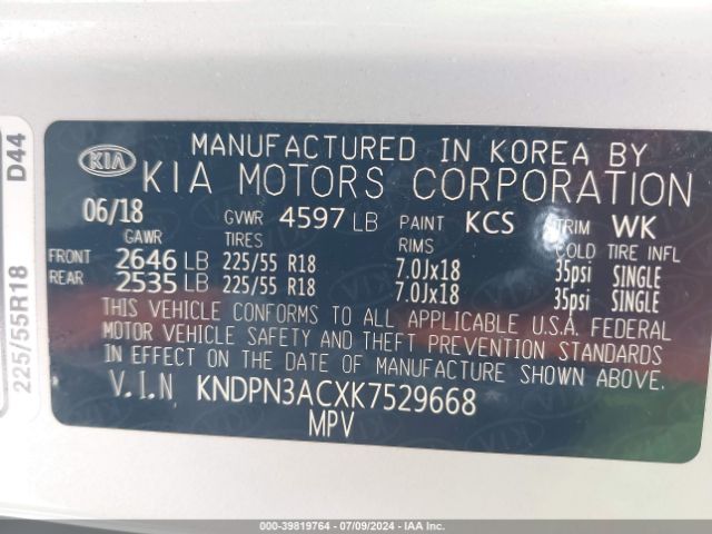 KNDPN3ACXK7529668 KIA Sportage Ex