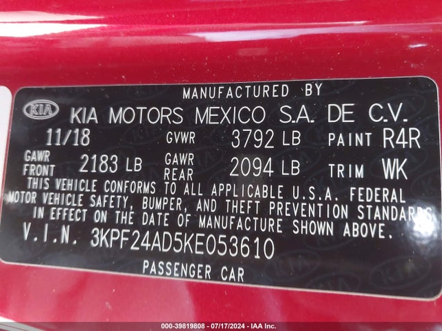 KIA Forte Lxs 2019 3KPF24AD5KE053610 Image 9