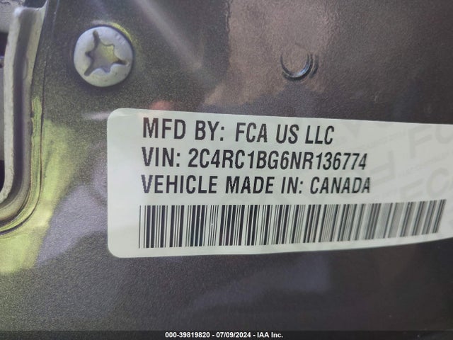 2C4RC1BG6NR136774 Chrysler Pacifica Touring L