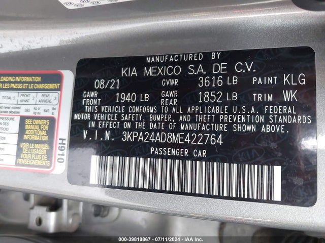KIA RIO S 2021 3KPA24AD8ME422764 Image 9