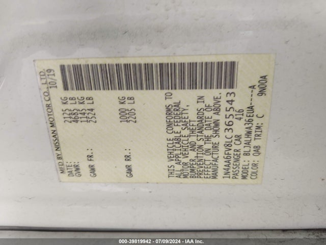 Nissan Maxima Platinum Xtronic Cvt 2020 1N4AA6FV8LC365543 Image 9