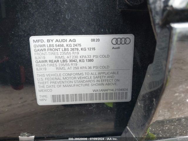 WA1ANAFY4L2104924 Audi Q5 Premium 45 Tfsi Quattro S Tronic