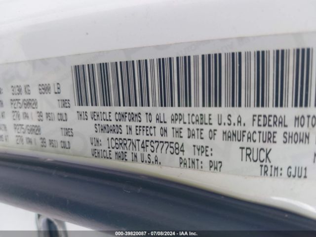 1C6RR7NT4FS777584 RAM 1500 Laramie