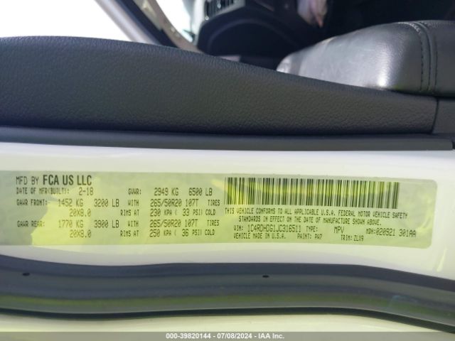 1C4RDHDG1JC316511 Dodge Durango Gt Rwd