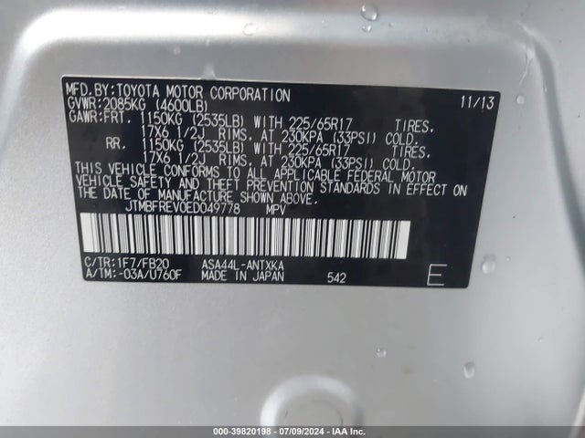 Toyota RAV4 LE 2014 JTMBFREV0ED049778 Image 9