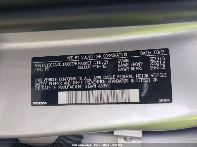 LVY982AK0JP006376 Volvo S90 T5 Momentum
