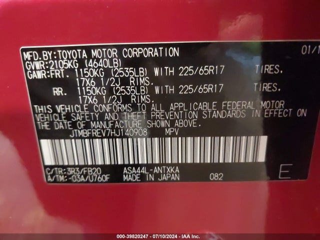 Toyota RAV4 LE 2017 JTMBFREV7HJ140908 Image 9