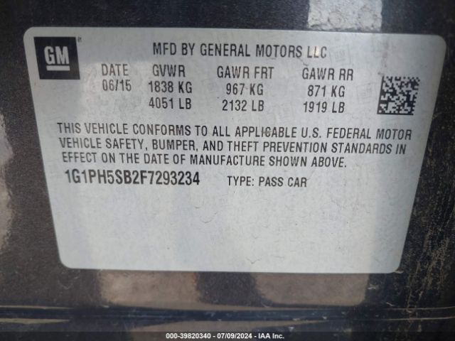 1G1PH5SB2F7293234 Chevrolet Cruze Eco Auto