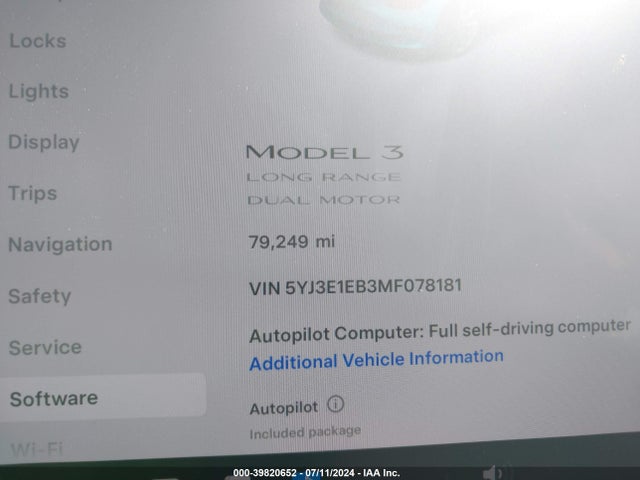 2021 TESLA MODEL 3 5YJ3E1EB3MF078181 Photo 6