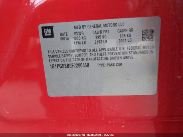1G1PG5SB0F7296460 Chevrolet CRUZE LTZ