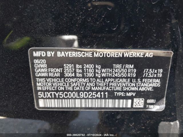 5UXTY5C00L9D25411 BMW X3 Xdrive30i