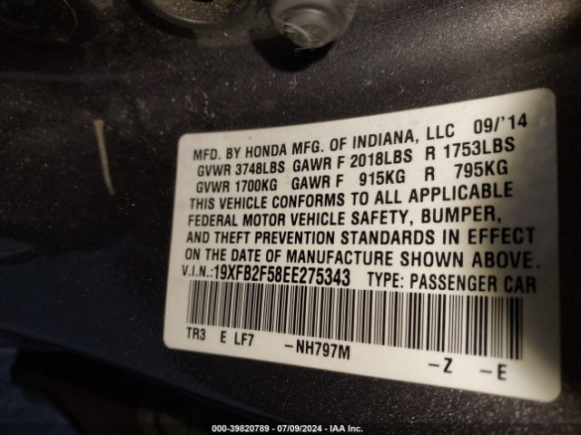 19XFB2F58EE275343 Honda Civic Lx