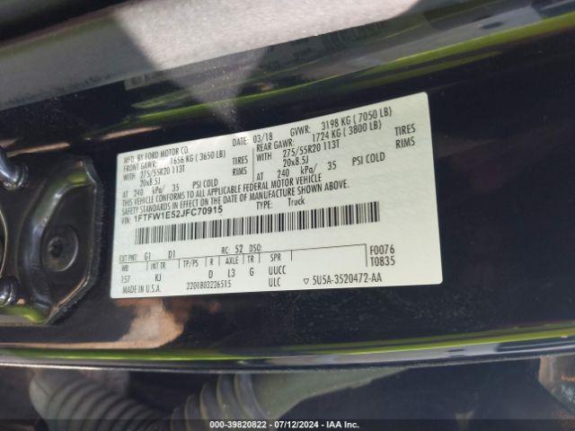 1FTFW1E52JFC70915 Ford F-150 King Ranch