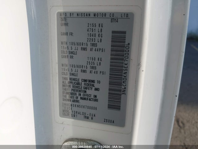 Nissan Nv200 S 2014 3N6CM0KN5EK700006 Image 9