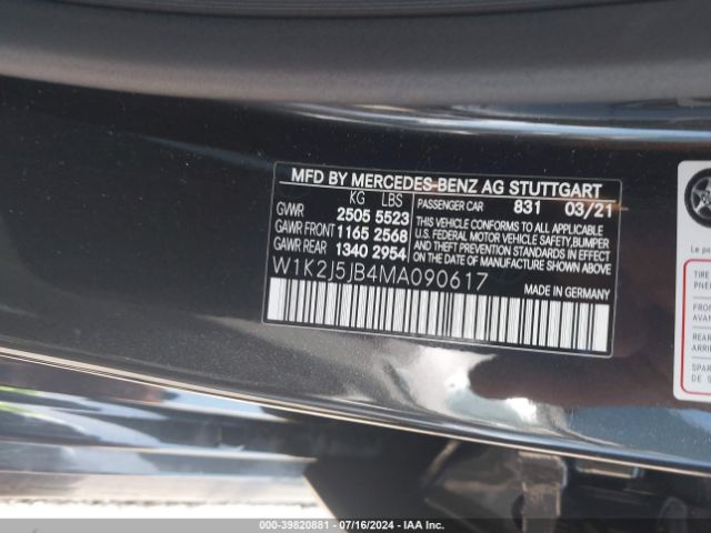 W1K2J5JB4MA090617 Mercedes-Benz CLS 450