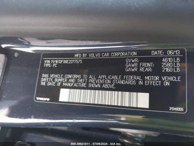 YV1612FS6E2277575 Volvo S60 T5/t5 Platinum/t5 Premier/t5 Premier Plus