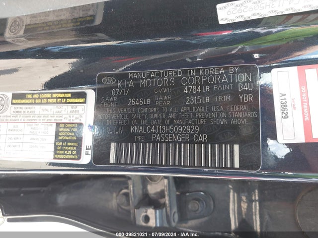 KIA Cadenza Limited 2017 KNALC4J13H5092929 Image 9