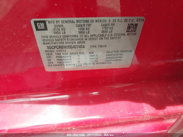 Chevrolet Silverado 1500 2lt 2014 3GCPCREH2EG427434 Image 9