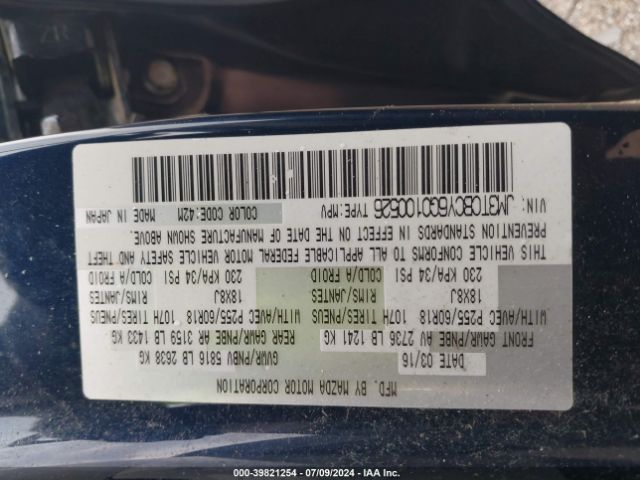 JM3TCBCY6G0100526 Mazda Cx-9 Touring