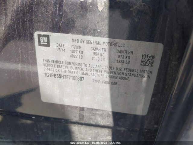 1G1PB5SH7F7100307 Chevrolet CRUZE LS