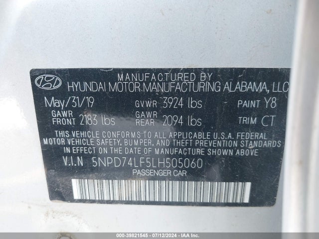 Hyundai ELANTRA SE 2020 5NPD74LF5LH505060 Image 9