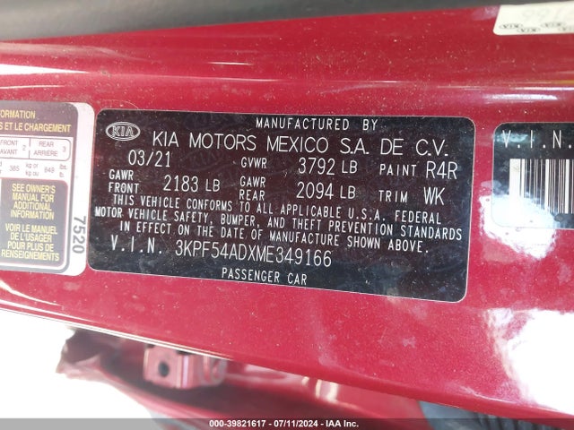 KIA FORTE EX 2021 3KPF54ADXME349166 Image 9