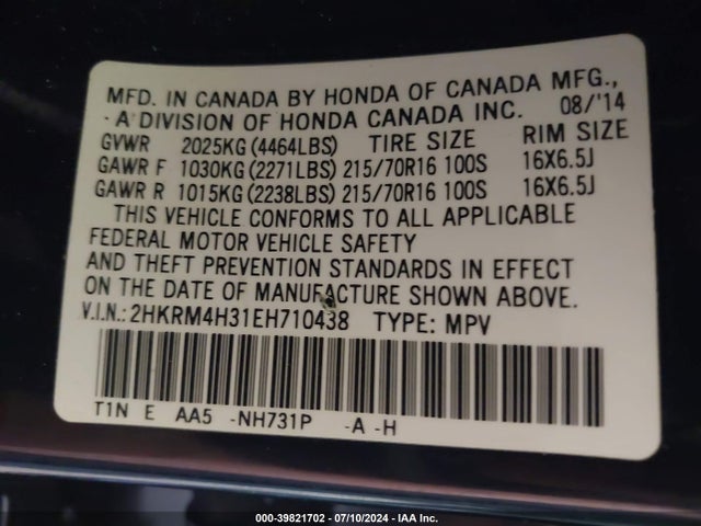Honda CR-V LX 2014 2HKRM4H31EH710438 Image 9