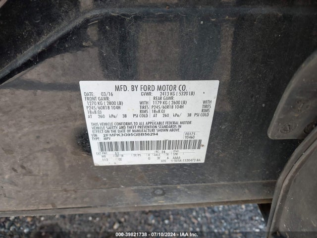 2FMPK3G95GBB56294 Ford EDGE SE