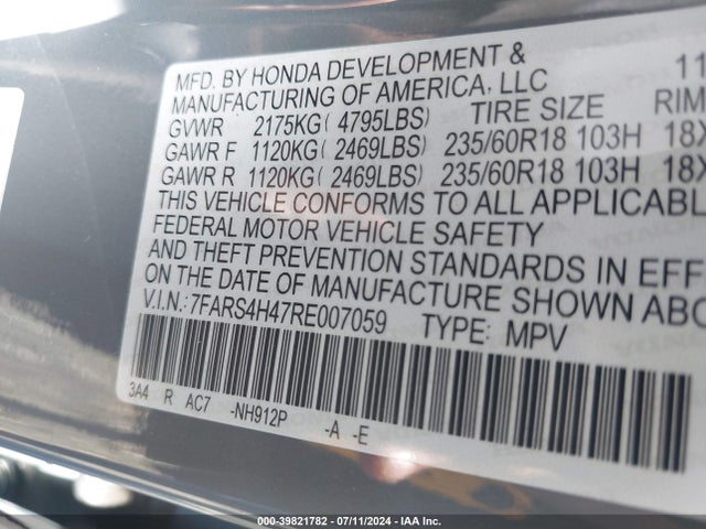 Honda Cr-v Ex Awd 2024 7FARS4H47RE007059 Image 9