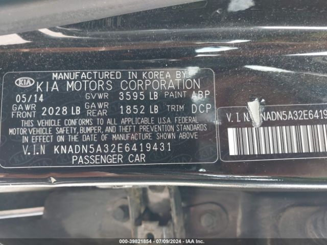 KNADN5A32E6419431 KIA RIO EX