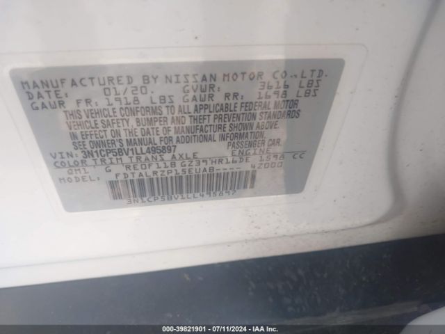 3N1CP5BV1LL495897 Nissan Kicks S Xtronic Cvt