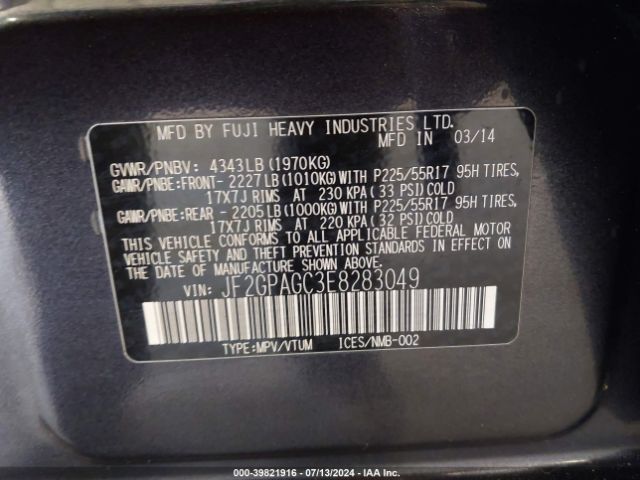 JF2GPAGC3E8283049 Subaru Xv Crosstrek 2.0i Limited
