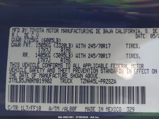 Toyota Tacoma Sr5 2024 3TMLB5JN0RM019902 Image 9