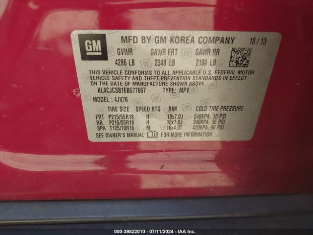 KL4CJCSB1EB577667 Buick Encore Leather
