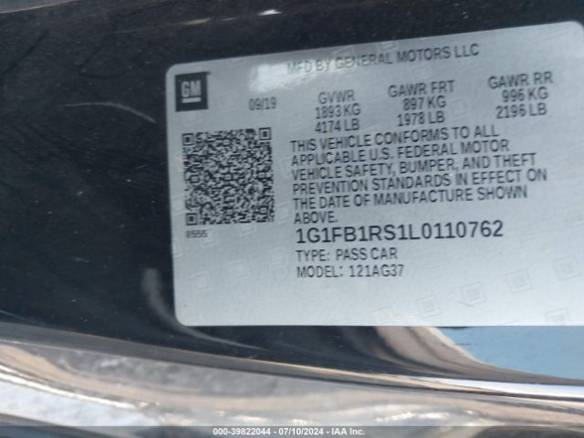 1G1FB1RS1L0110762 Chevrolet Camaro Rwd  1lt