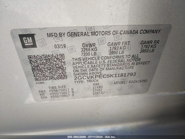 Chevrolet Silverado 1500 Ld Lt 2019 2GCVKPEC5K1181793 Image 9