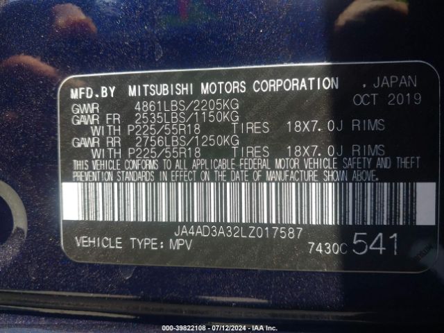 JA4AD3A32LZ017587 Mitsubishi Outlander Se 2.4