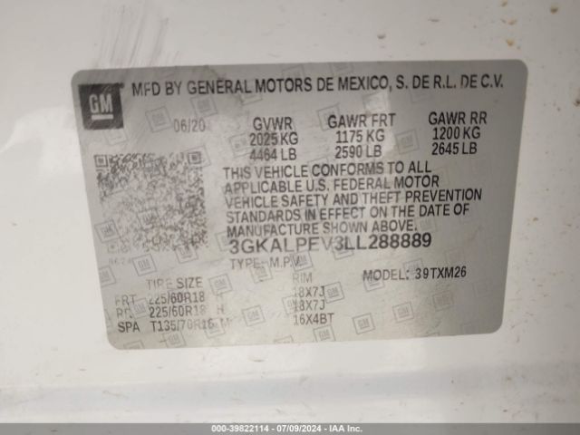 3GKALPEV3LL288889 GMC Terrain Fwd Slt