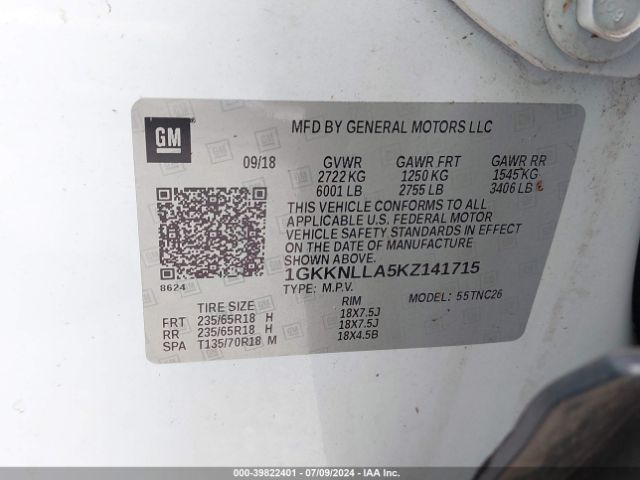 1GKKNLLA5KZ141715 GMC Acadia Sle-2