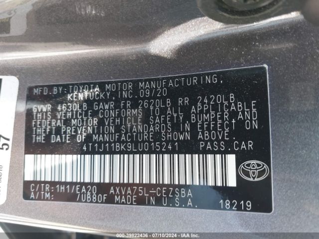 4T1J11BK9LU015241 Toyota Camry Se Awd