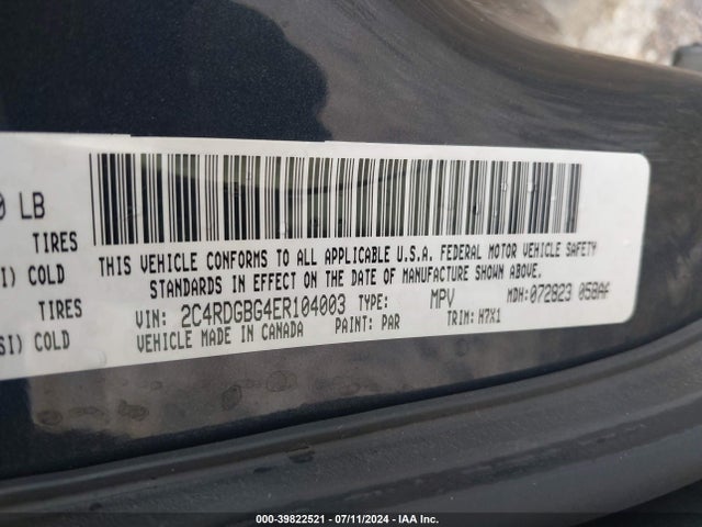 Dodge Grand Caravan Se 2014 2C4RDGBG4ER104003 Image 9
