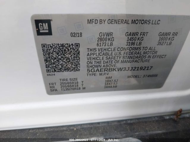 5GAERBKW3JJ219217 Buick Enclave Essence