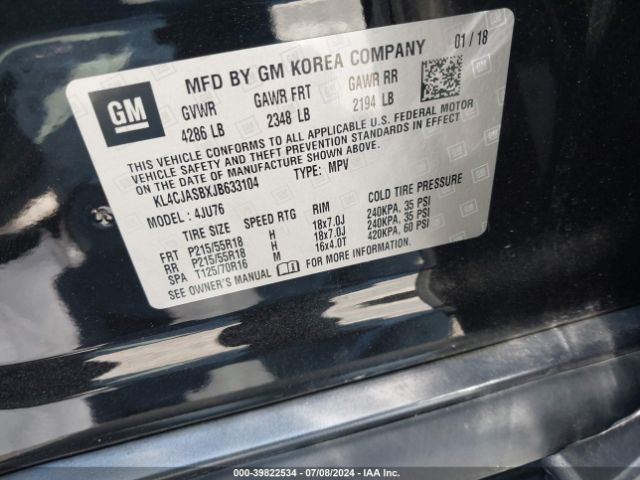 KL4CJASBXJB633104 Buick Encore Preferred